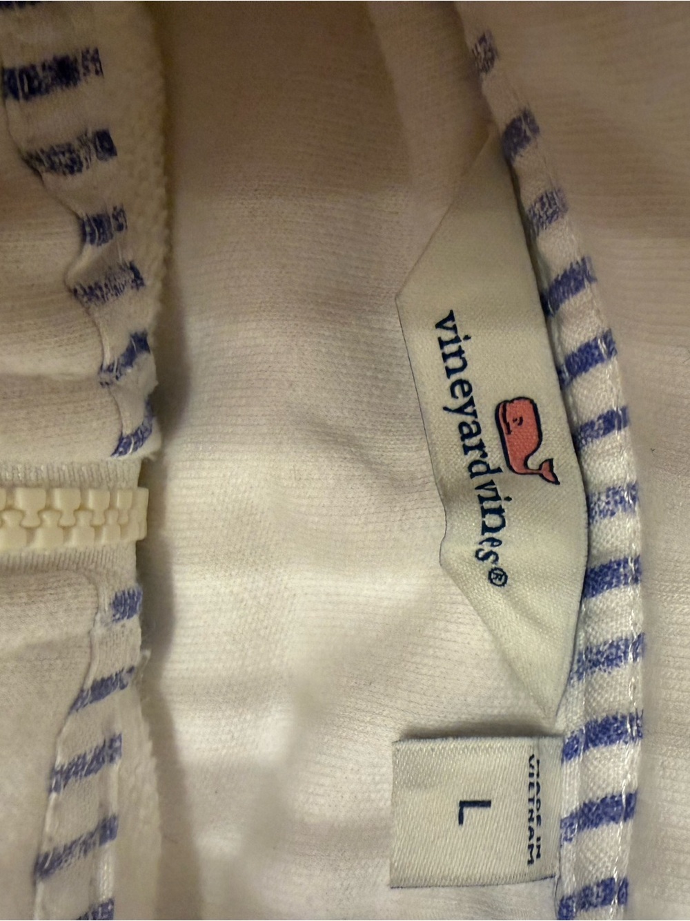 Vineyard Vines White Seersucker Striped Shoulder Shep Shirt Quarter Zip-  Large - Picture 9 of 11